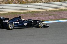 Maldonado tijdens de pre-season tests in Jerez in februari 2011.