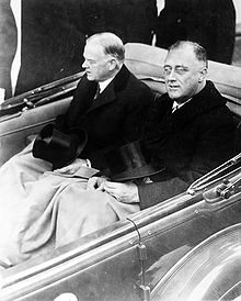 Herbert Hoover (left) and Franklin D. Roosevelt (right) on the way to the Capitol for Roosevelt's inauguration, March 4, 1933