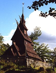 The stave church Fantoft burned down completely after an arson attack. Here is the new building.