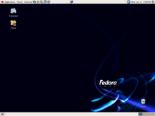 Fedora Core 4 usando o GNOME e o tema Bluecurve
