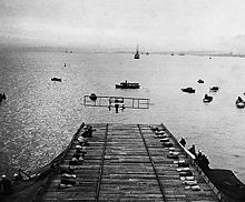 Eugene B. Ely shortly before landing on the USS Pennsylvania