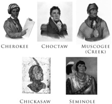 Portraits of various tribesmen of the five civilized nations