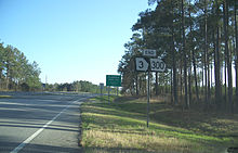 Entrando en el condado de Jefferson por la US 19 desde el condado de Thomas, Georgia