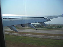 Flaps are extended during take off and point downwards