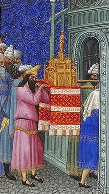 The chest of the covenant is carried into the temple ; miniature of 1412-1416 by the Limbourg brothers and Jean Colombe from the book of hours Très Riches Heures du Duc de Berry