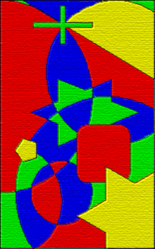 Eksempel på et kort med fire farver  