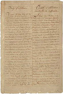 Il trattato originale di alleanza con la Francia. Quando gli Stati Uniti vollero porre fine a questo trattato nel 1798, si resero conto che la Costituzione non diceva mai come porre fine a un trattato