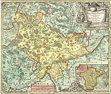 Territory of the Free Imperial City of Ulm (with exclave Wain) according to a map by Johann Baptist Homann from 1725