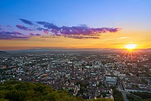 View from the Schlossberg tower to Freiburg, at sunset
