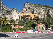 Former French-Italian border post in Menton (the municipality of Ventimiglia on the right)