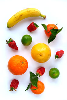 Banana, strawberries and various citrus fruits
