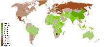 Economic growth 2009, in brown Countries with recession