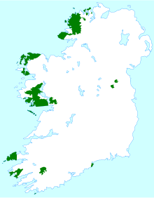 Current distribution of Irish as a first language (Gaeltacht)