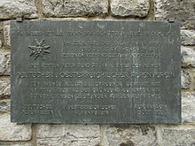 Commemorative plaque commemorating the union of OeAV and DAV on August 23, 1873 at the southern staircase to the Schloßhotel (next to Schloß Gayenhofen)