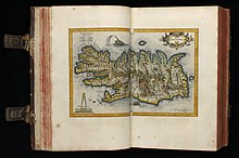 Een kaart van IJsland gepubliceerd in het begin van de 17e eeuw  