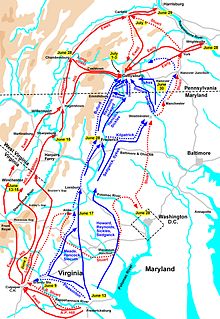Gettysburg Campaign red: Confederate troops blue: Union troops