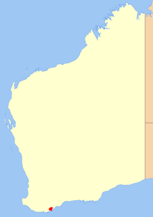 Harta de localizare a Rezervației Naturale Two Peoples Bay  
