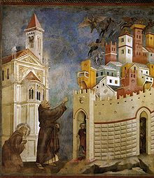 Exorcism by St. Francis in Arezzo, painting by Giotto