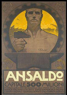 Propaganda poster of the technology company Ansaldo (1918)