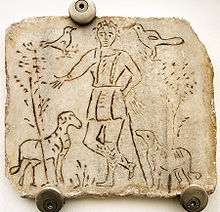 Vierde-eeuwse inscriptie, voorstellende Christus als de Goede Herder.