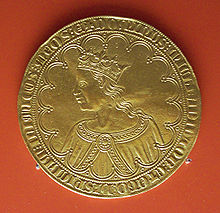 King Pedro I on a gold coin, a dobla from 1360