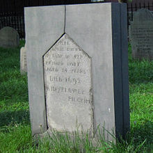 Den ursprungliga gravstenen för Mayflower-passageraren kapten Richard More.