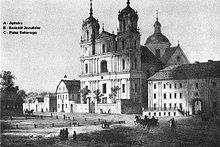 Market with Franz-Xaver-Cathedral around 1860