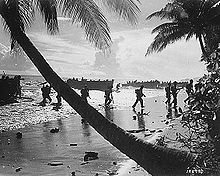 Landing of American troops of the 160th Infantry Regiment on Guadalcanal Beach
