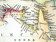 Zaliv Carpentaria z nizozemskega zemljevida iz leta 1859