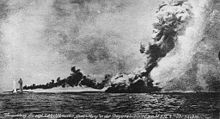 Skagerrak battle, "greatest naval battle in world history", in the picture the Queen Mary explodes