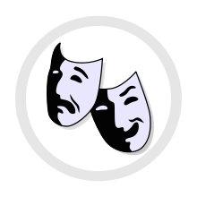 Symbolic masks for the sad tragedy and funny comedy