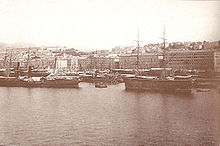 Port in 1893, in the center of the picture Piazza Giuseppina (today Piazza Venezia)