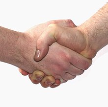 Een handdruk wordt vaak gebruikt om aan te geven dat er een overeenkomst is.  