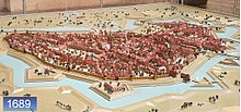 Model of Hanover around 1689 with high extension of the city fortifications