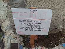 Sign in Jerusalem, Israel, indicating that the fruits there are designated as הֶפְקֵר hefker (abandoned property) on the occasion of the Schnat shmitta.