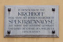 Memorial plaque for Kirchhoff in Heidelberg