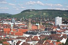 View over the Heilbronn city centre in the direction of Wartberg