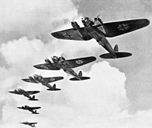 Heinkel He 111 bommenwerpers tijdens de Slag om Engeland