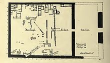 Plan of the incompletely excavated mortuary temple at el-Qurna from 1905