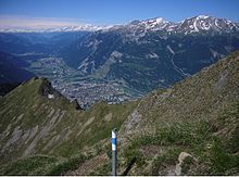 The main town of Chur; view towards the west into the Vorderrheintal valley