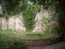 Wall section and tower foundation of the Bernward wall at the cathedral courtyard (around 1000)