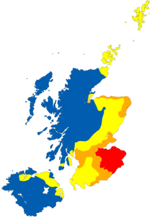 O crescimento e a distribuição dos escoceses na Escócia e no Ulster:      O inglês antigo no início do século IX na porção norte do reino anglo-saxão de Northumbria, agora parte da Escócia Escoceses primitivos no início do século XV Escoceses modernos em meados do século XX