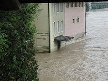 Flood June 2005, here in Olten with older flood marks