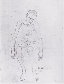 Weary of life , study by Ferdinand Hodler, 1882