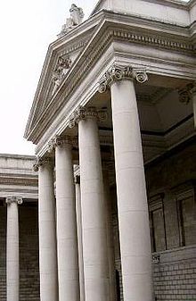 The facade of the Irish Parliament House in Dublin. Today it houses a branch of the Bank of Ireland.