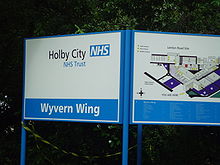 Een kaart van de interne indeling van het ziekenhuis  