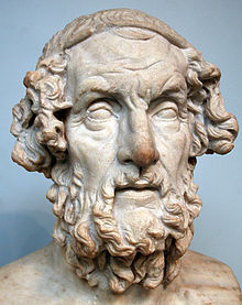 Homer, the surviving author of the Iliad; 2nd century AD Roman copy of a Hellenistic original. British Museum, London