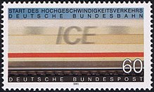 Stamp of the German Federal Post Office for the opening of the high-speed traffic (1991)