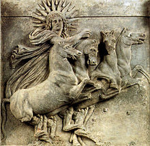 Helios em sua carruagem de quatro cavalos (século III a.C.)