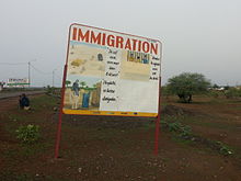 Information board on immigration in the border area between Mali and Mauritania; financed by the EU